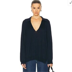 LESET Eve V Neck Polo Sweater